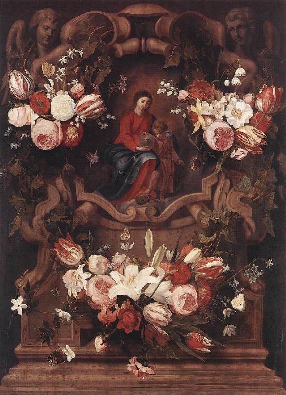 Daniel Seghers Floral Wreath with Madonna and Child China oil painting art